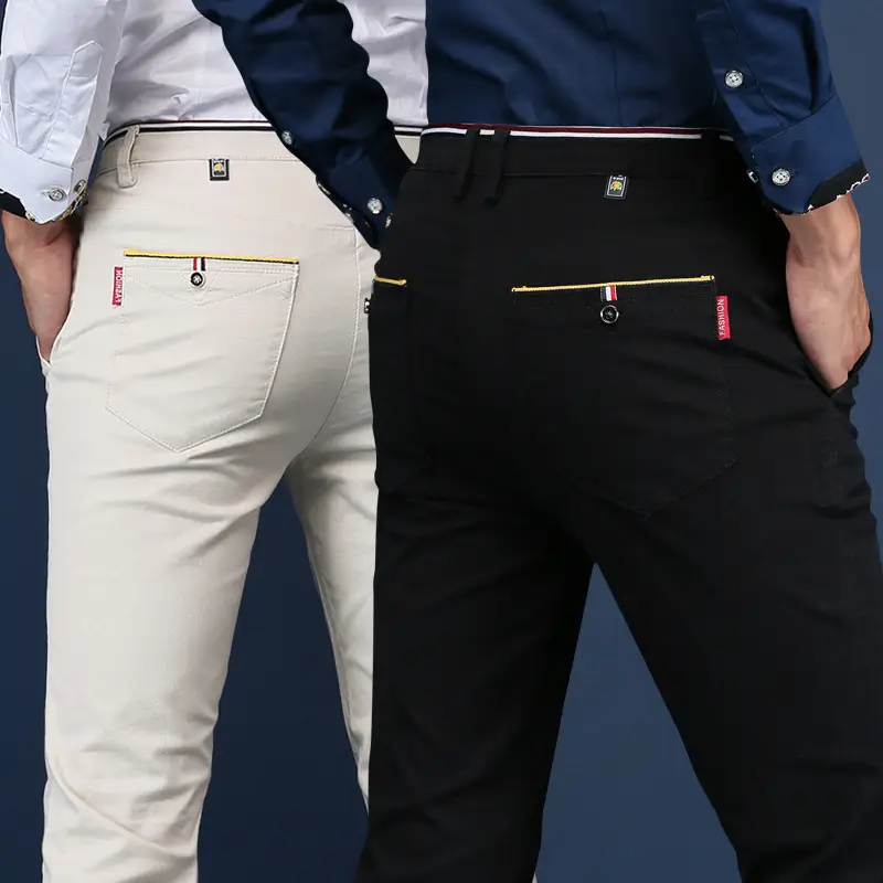 Men's Stretch Slim Casual Pants Khaki 2021 - Image 7