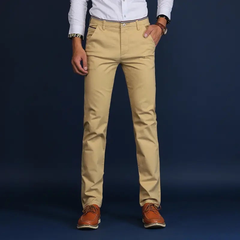 Men's Stretch Slim Casual Pants Khaki 2021 - Image 8