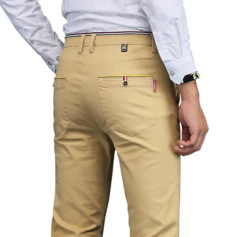 Men's Stretch Slim Casual Pants Khaki 2021 - Image 11