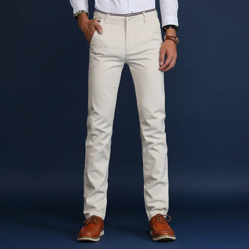 Men's Stretch Slim Casual Pants Khaki 2021 - Image 5