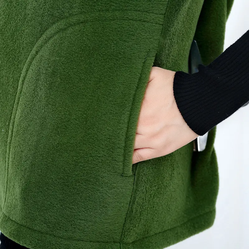 Women's Green Fleece Vest Large Size Warm Winter Vest - Image 9