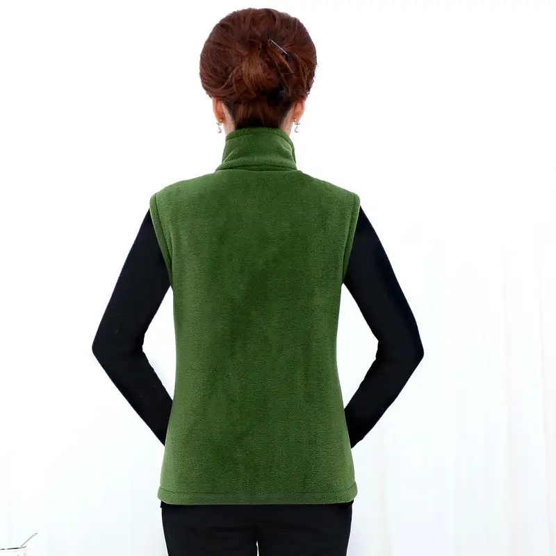 Women's Green Fleece Vest Large Size Warm Winter Vest - Image 10