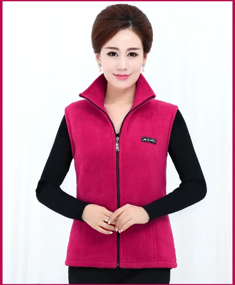 Women's Green Fleece Vest Large Size Warm Winter Vest — feature 11