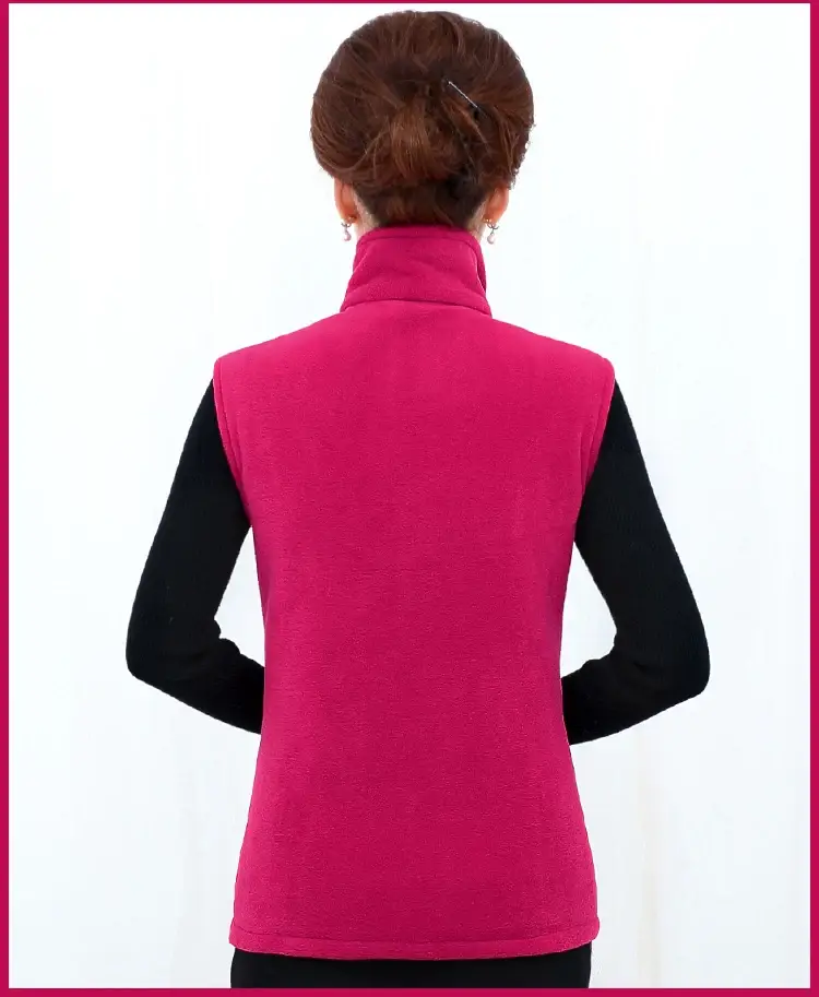 Women's Green Fleece Vest Large Size Warm Winter Vest — feature 12