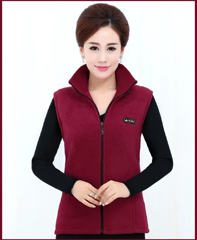 Women's Green Fleece Vest Large Size Warm Winter Vest — feature 5