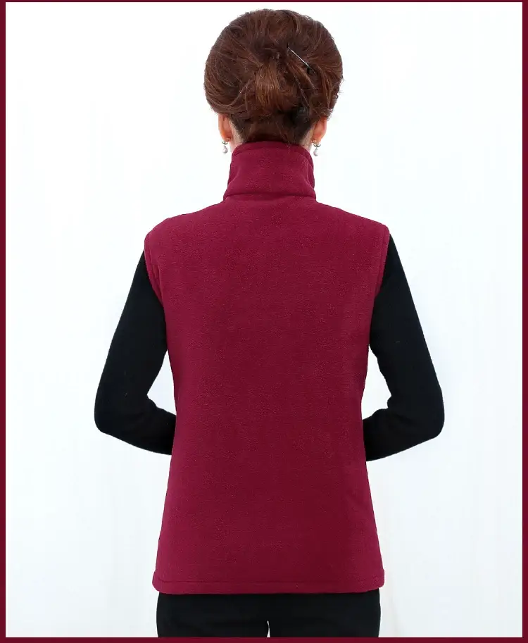Women's Green Fleece Vest Large Size Warm Winter Vest — feature 6