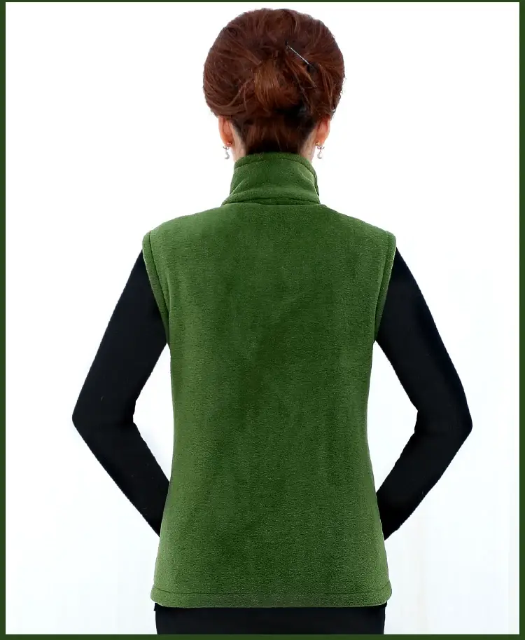 Women's Green Fleece Vest Large Size Warm Winter Vest — feature 9