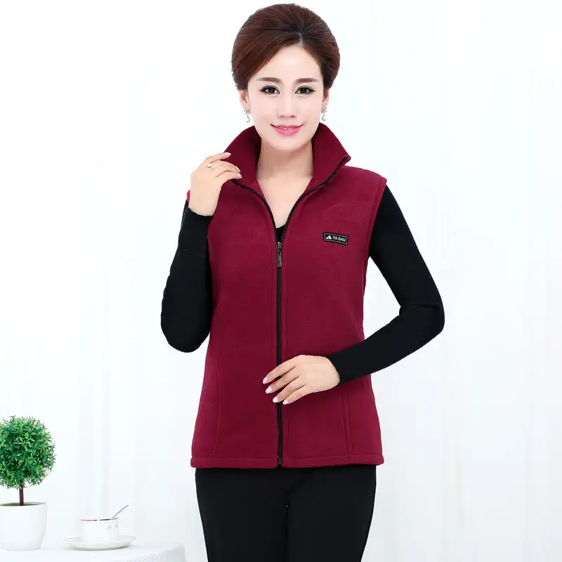 Women's Green Fleece Vest Large Size Warm Winter Vest - Image 3