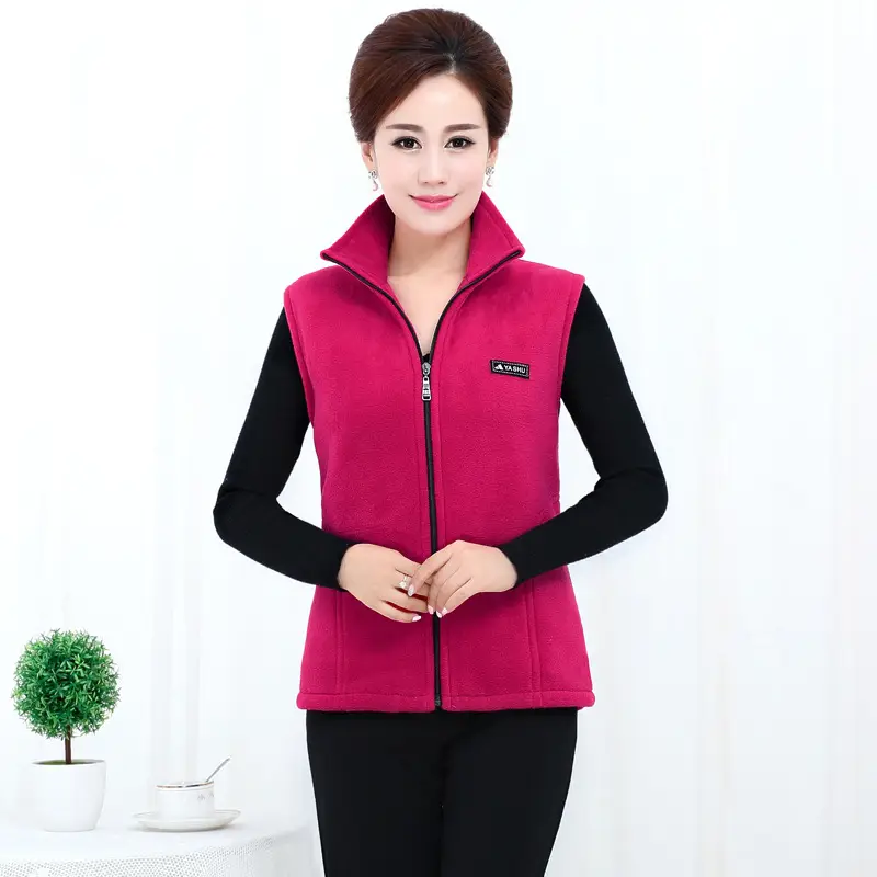 Women's Green Fleece Vest Large Size Warm Winter Vest - Image 5