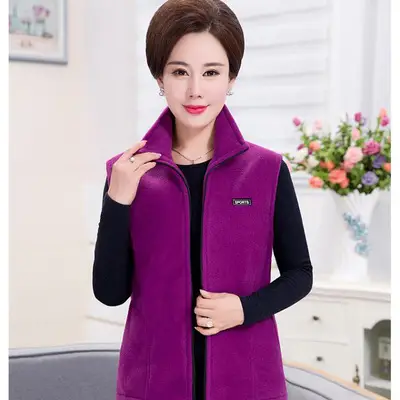 Women's Green Fleece Vest Large Size Warm Winter Vest - Image 6