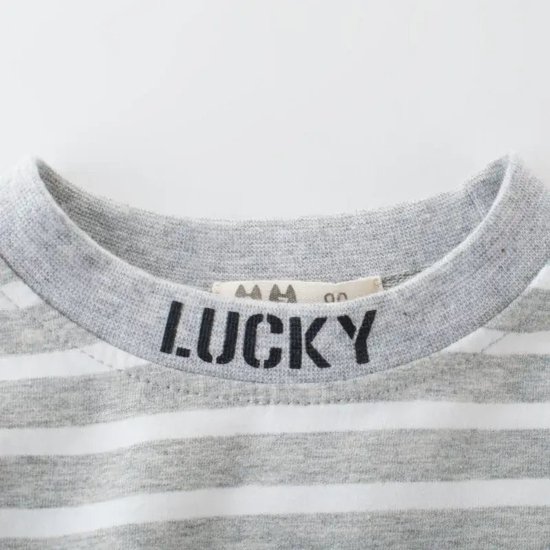 Baby Striped Lycra T-Shirt Grey White 2025 - Image 5