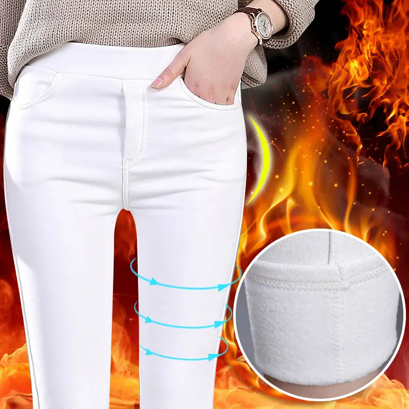 Women Skinny Leggings Warm Winter Pants Black - Image 6