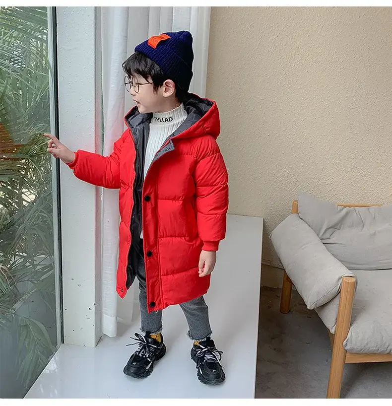 Kids Red Hooded Puffer Jacket 2025 Winter — feature 14