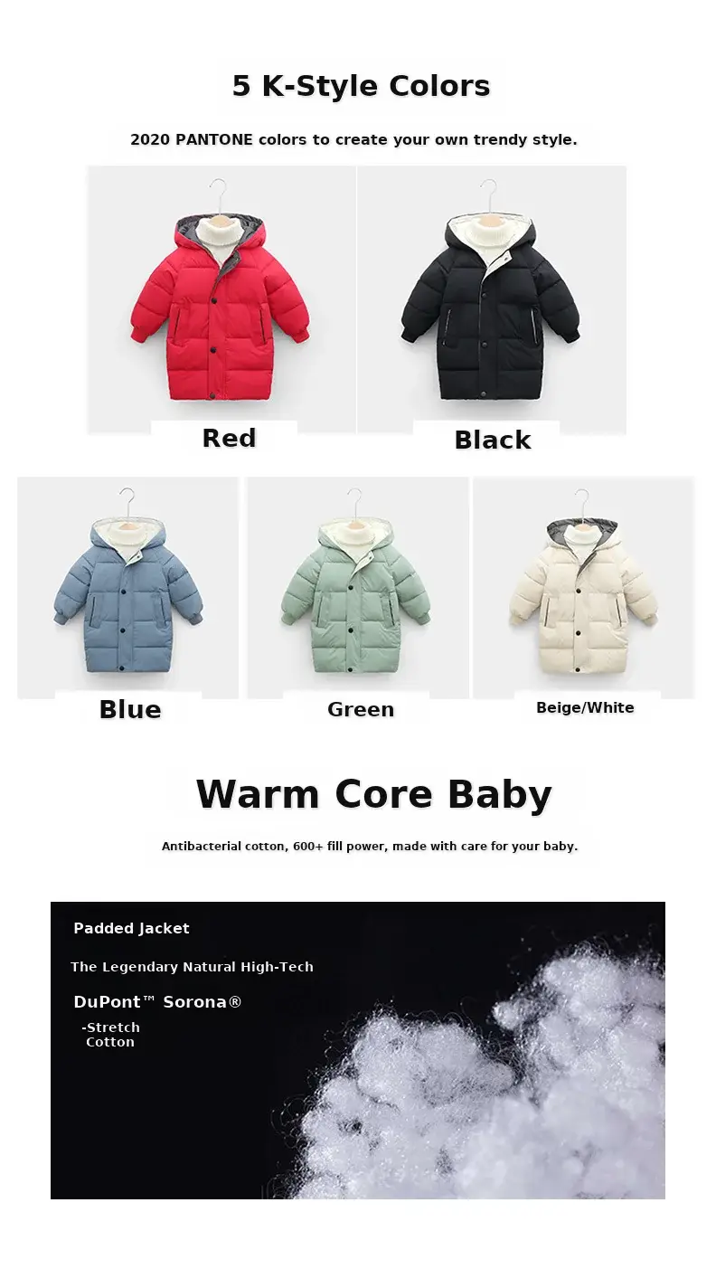 Kids Red Hooded Puffer Jacket 2025 Winter — feature 2