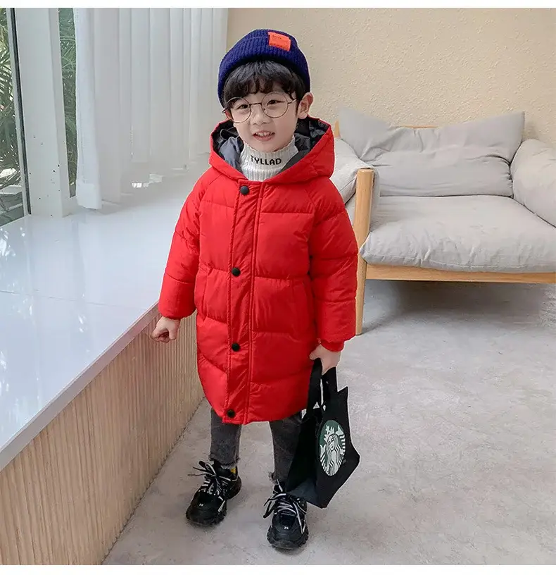 Kids Red Hooded Puffer Jacket 2025 Winter — feature 8