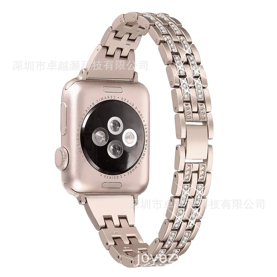 Suitable for Apple watch 4 generation diamond watch band Suitable for Apple five beads two rows of rhinestone watch band