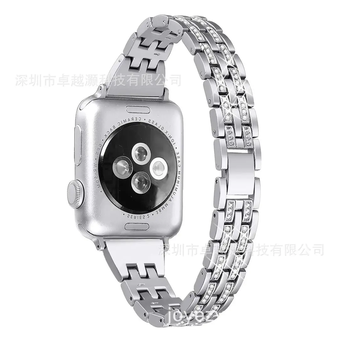 Suitable for Apple watch 4 generation diamond watch band Suitable for Apple five beads two rows of rhinestone watch band