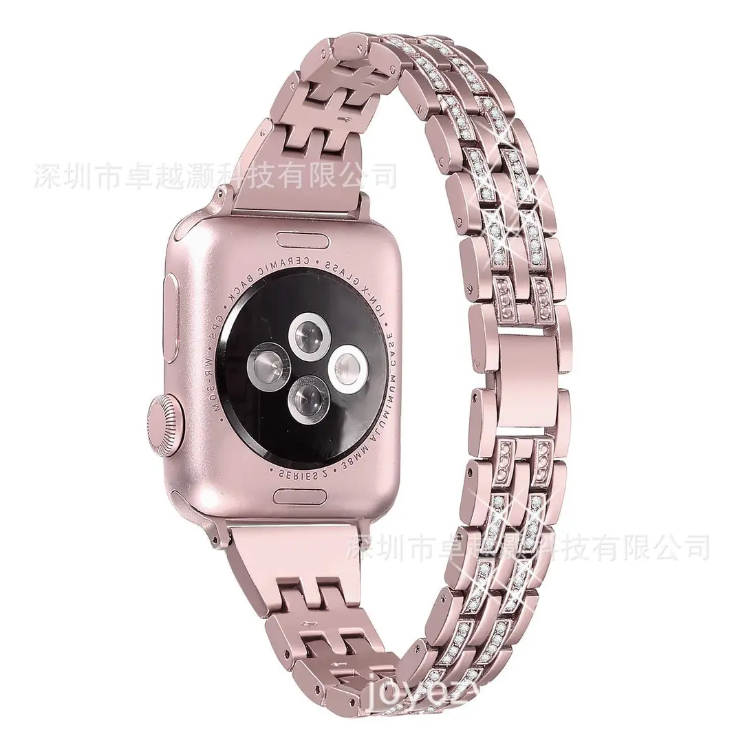 Suitable for Apple watch 4 generation diamond watch band Suitable for Apple five beads two rows of rhinestone watch band