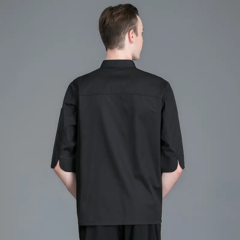 Men Black Long Sleeve Western Chef Work Suit - Image 4