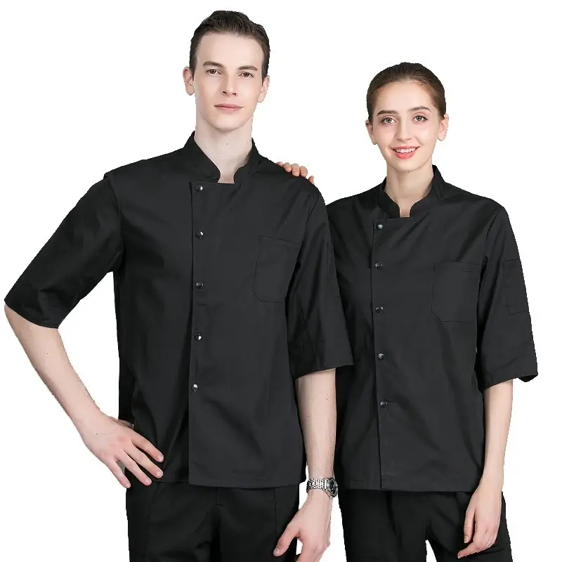 Men Black Long Sleeve Western Chef Work Suit - Image 5