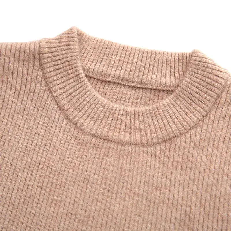 New Autumn Winter Kids Sweaters Beige Round Neck Elastic Knit - Image 13