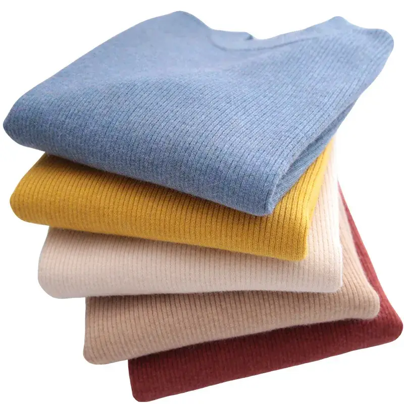 New Autumn Winter Kids Sweaters Beige Round Neck Elastic Knit - Image 15