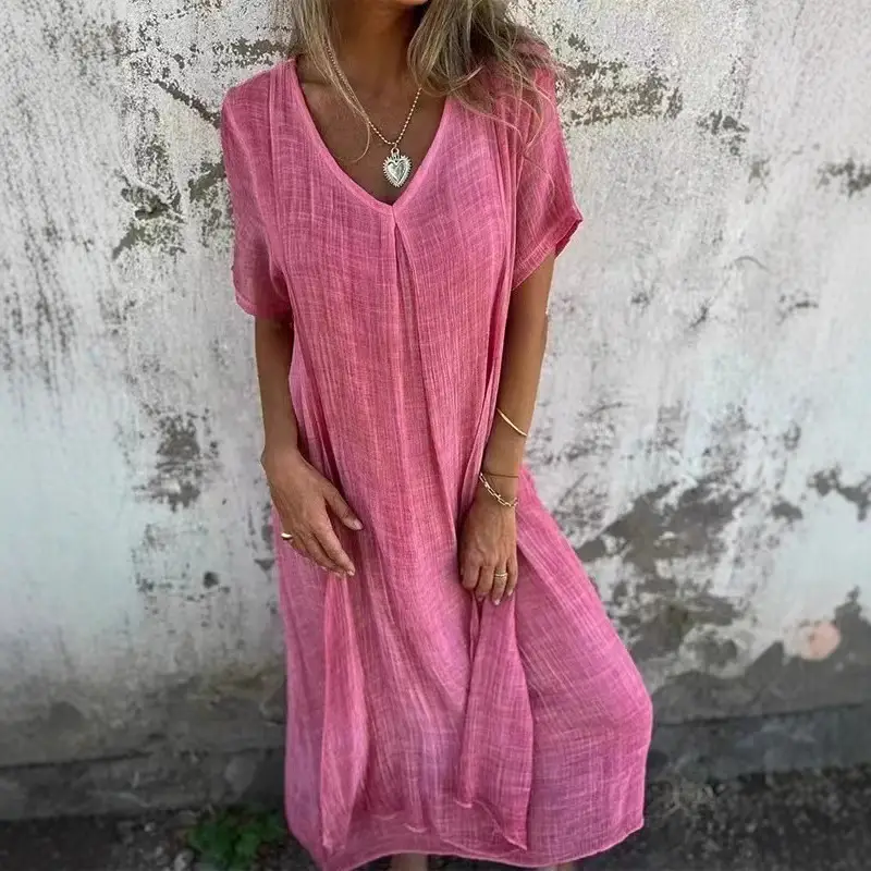 Orange V-Neck Crossbody Dress for Women - Image 9