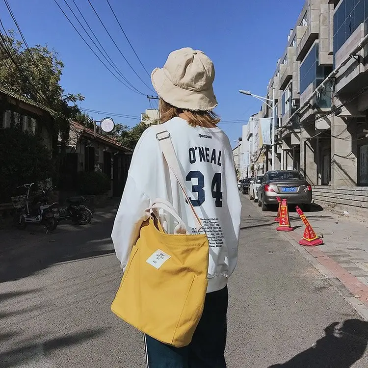 Japanese Style Crossbody Bag with Canvas Back