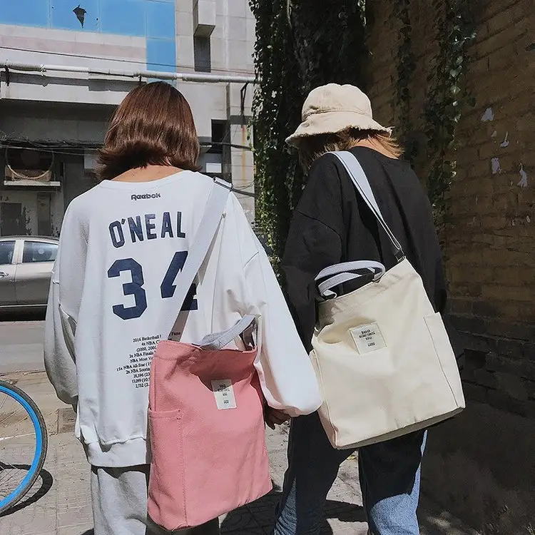 Japanese Style Crossbody Bag with Canvas Back