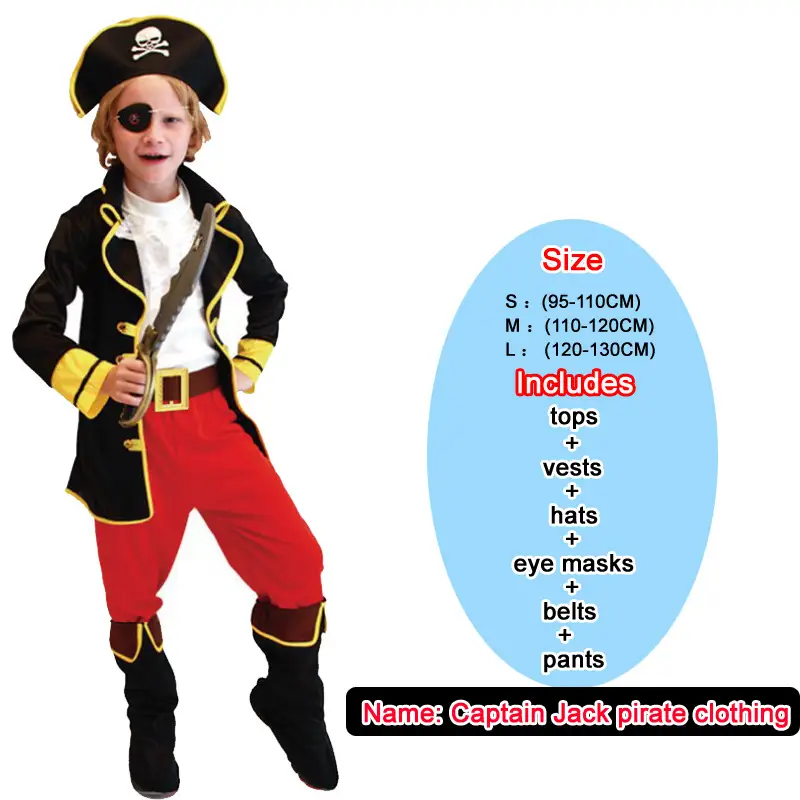 Kids Pirate Suit Captain Jack Costume Red Pants - Image 4