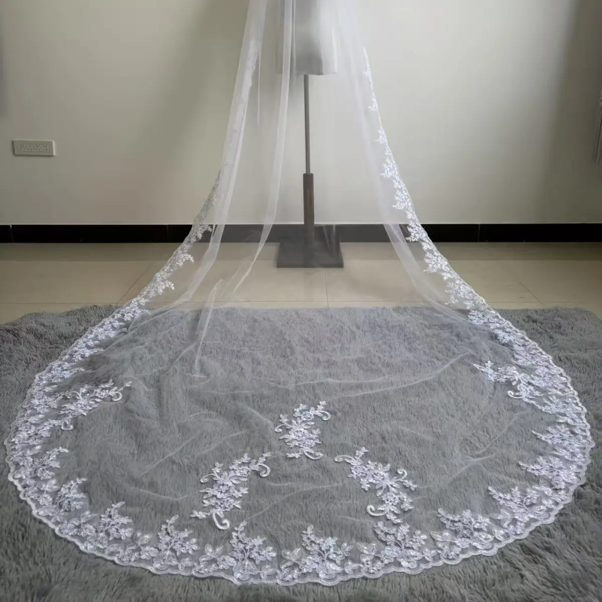 3m Cross-Border Wedding Veil Swiss Mesh Metal Comb Headdress