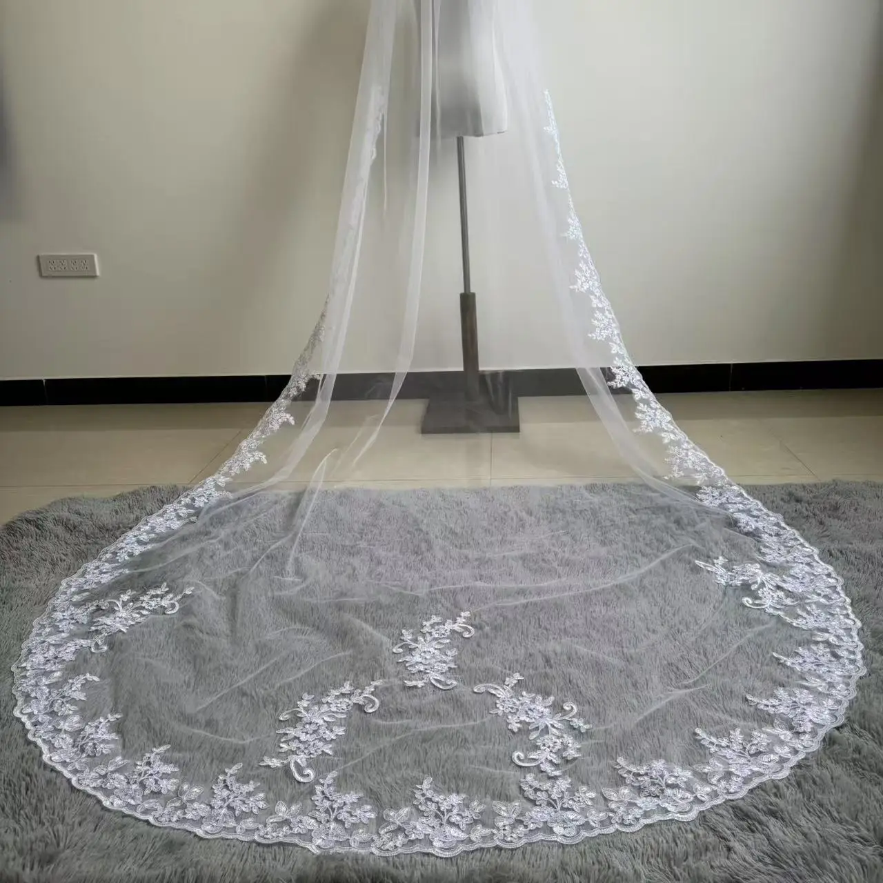 3m Cross-Border Wedding Veil Swiss Mesh Metal Comb Headdress