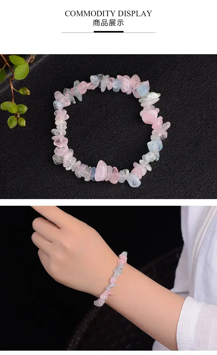 Pink Asymmetrical Crystal Bracelet for Men Women — feature 7