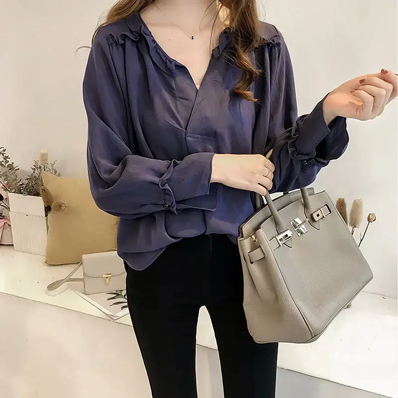 2026 Long Sleeve V-Neck T-Shirt for Plus Women - Image 3