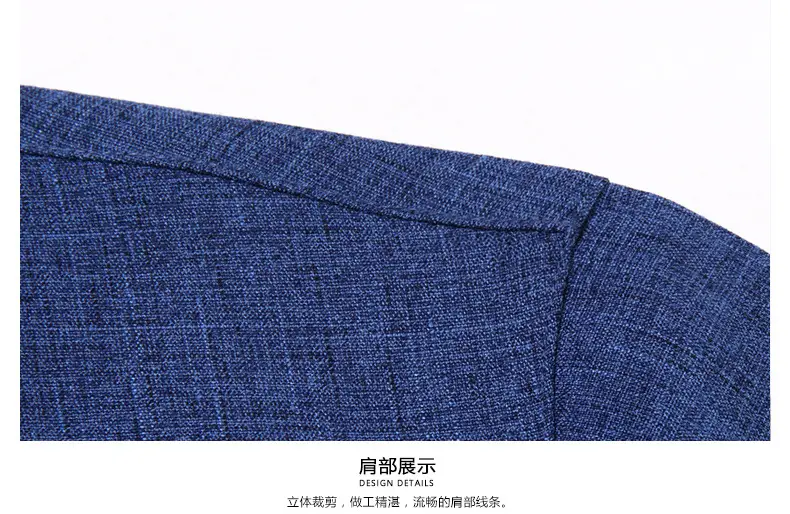 Men's Blue Long Sleeve Shirt Solid Color Real Pocket Business Casual — feature 35