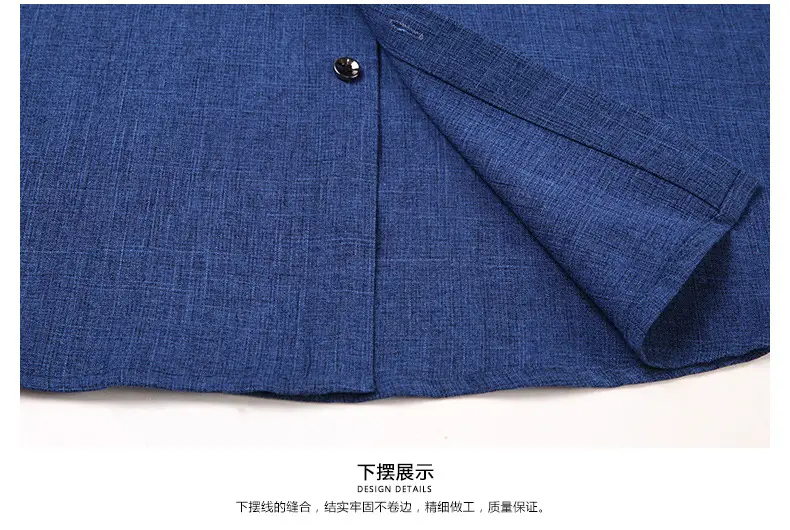 Men's Blue Long Sleeve Shirt Solid Color Real Pocket Business Casual — feature 37