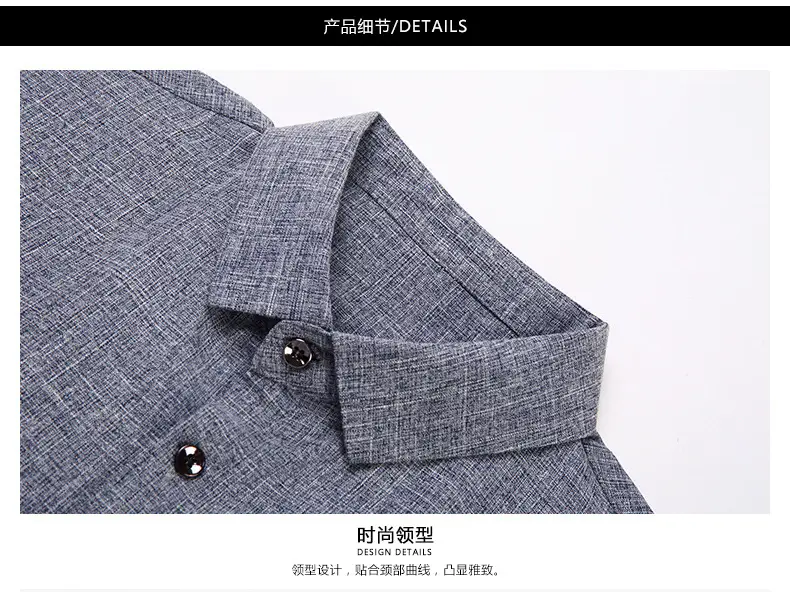 Men's Blue Long Sleeve Shirt Solid Color Real Pocket Business Casual — feature 38