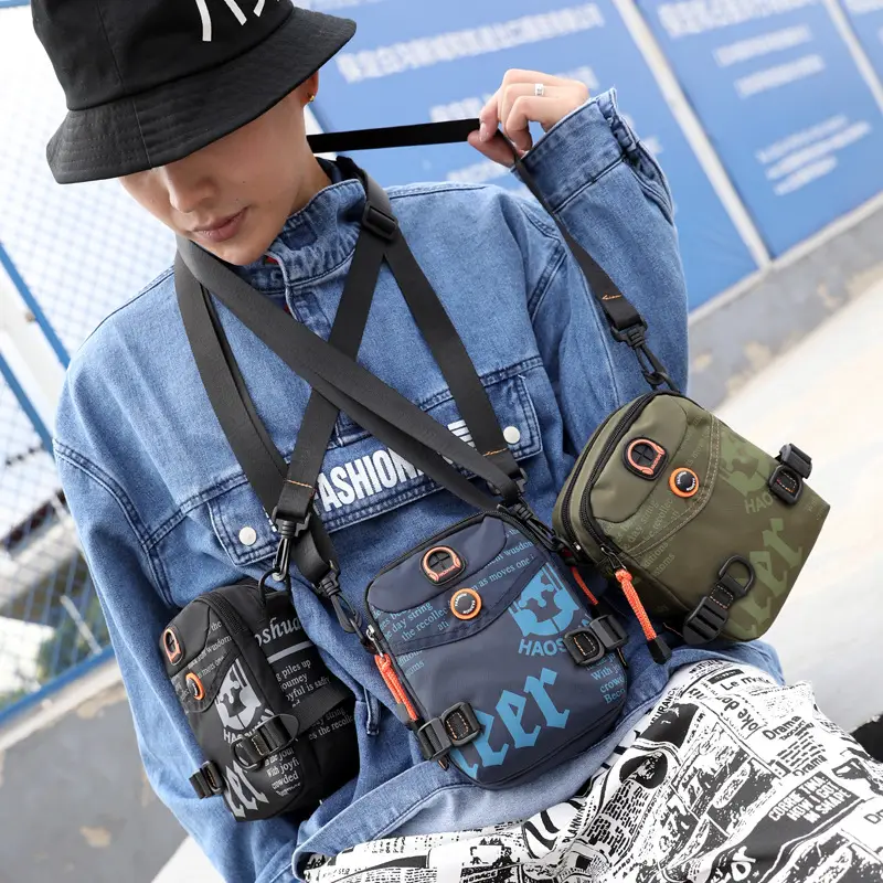 Hao Shuai New Men's Blue Crossbody Bag with Backpack Compartment