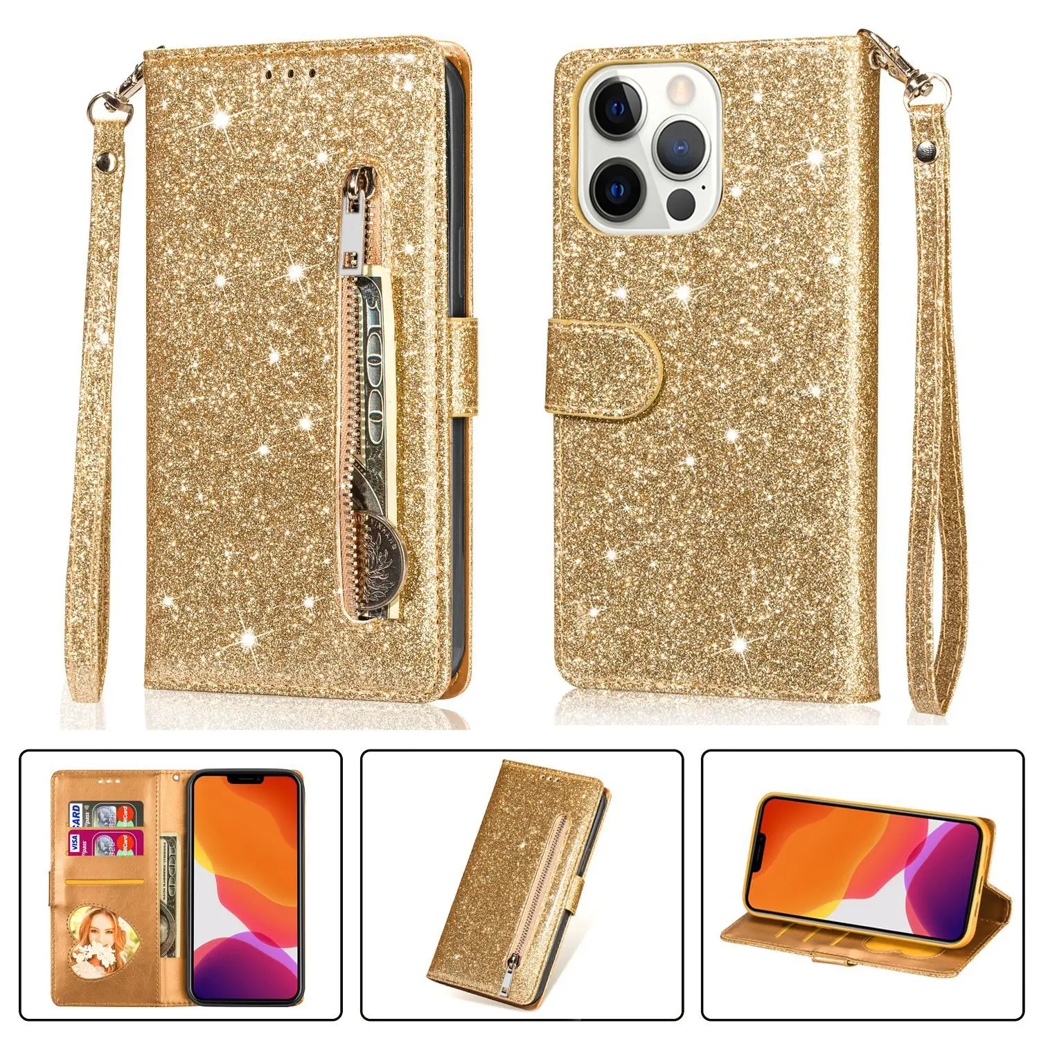 Iphone15 Promax Glitter Zipper Mobile Case - Image 8
