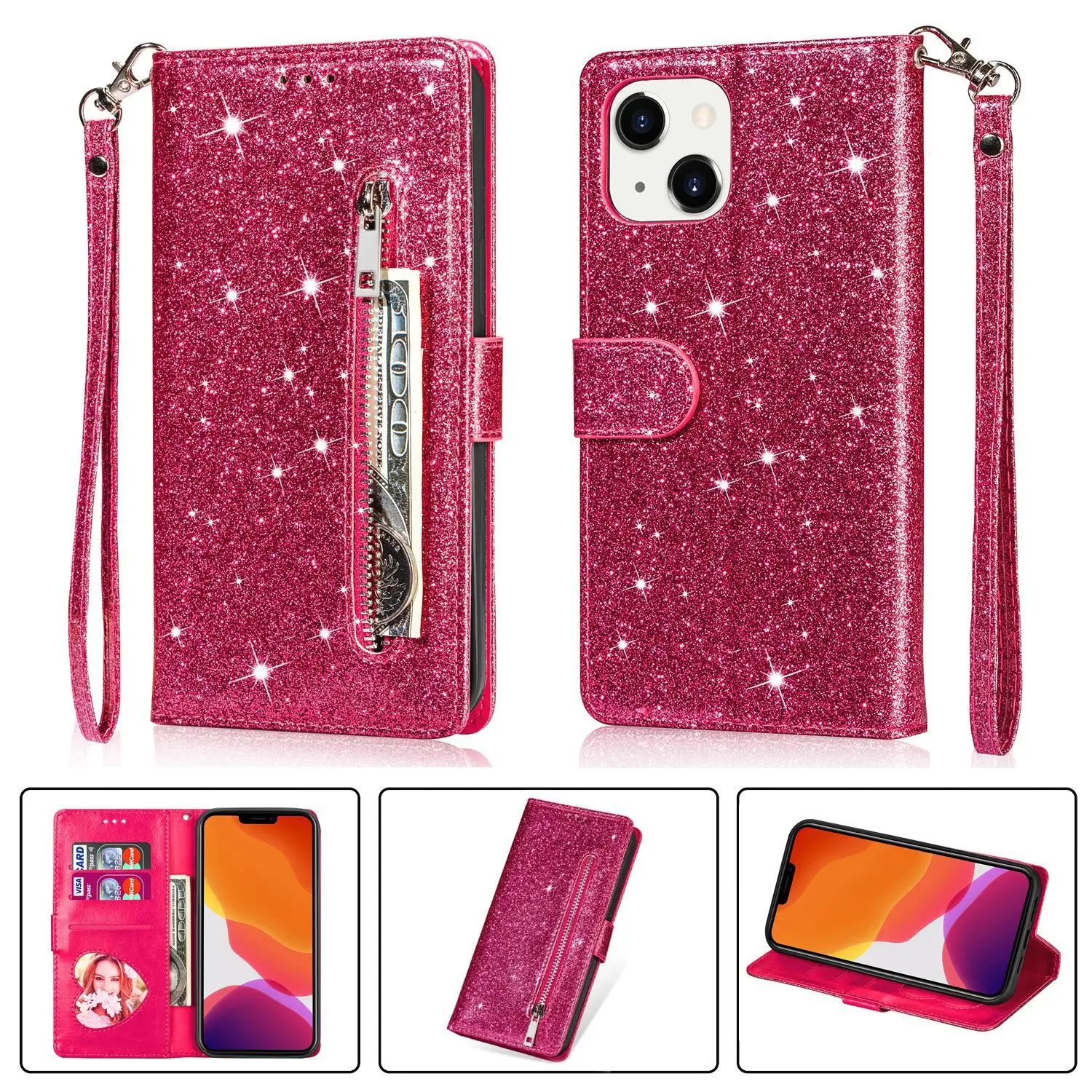 Iphone15 Promax Glitter Zipper Mobile Case - Image 10