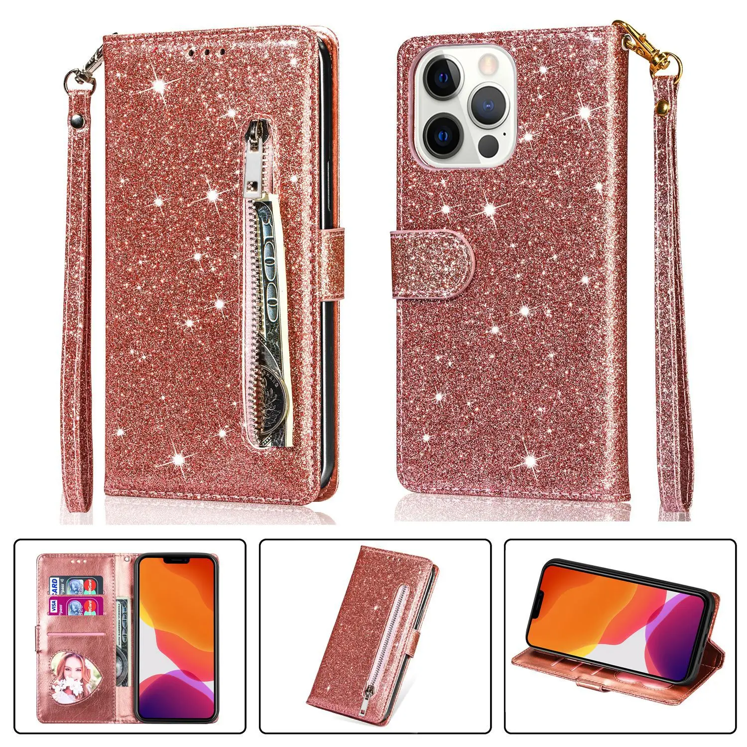 Iphone15 Promax Glitter Zipper Mobile Case - Image 11