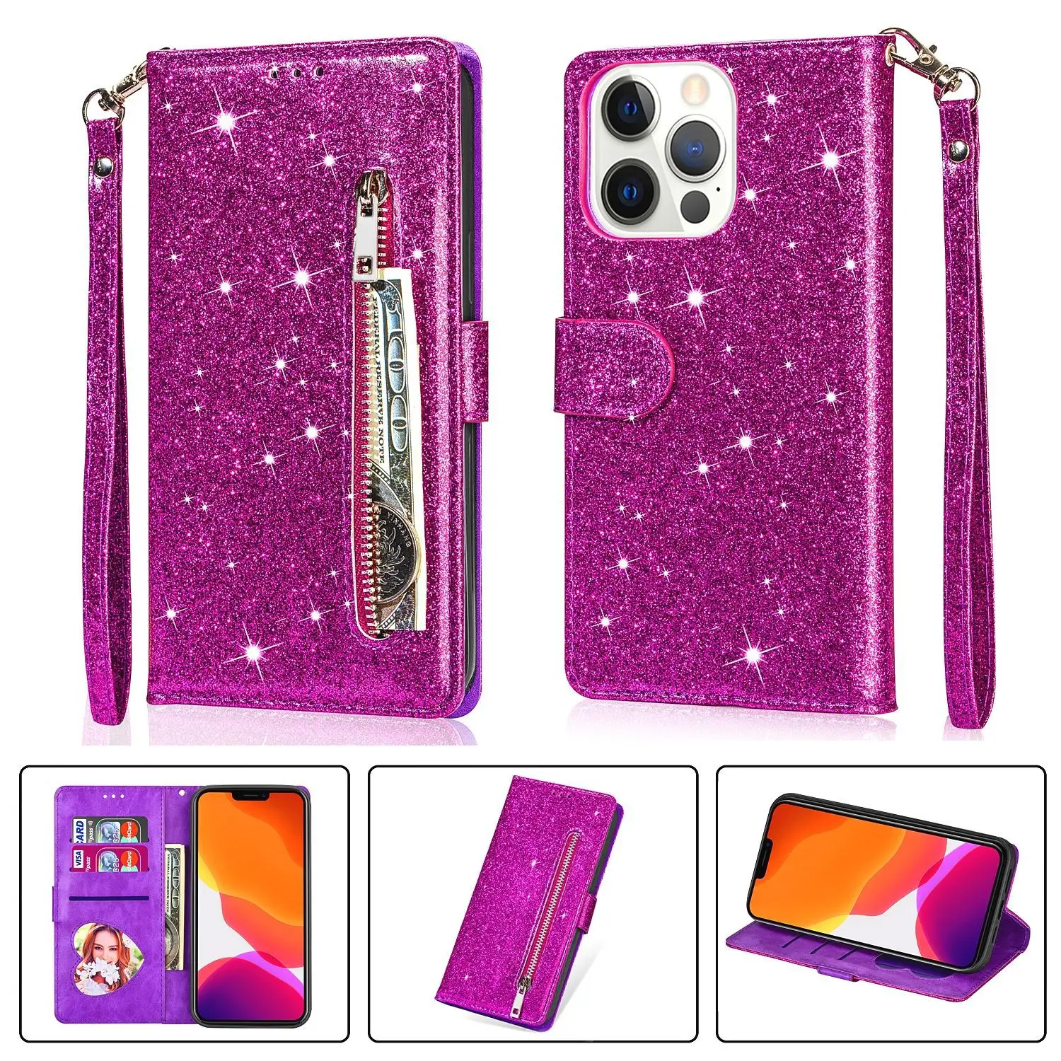 Iphone15 Promax Glitter Zipper Mobile Case - Image 6