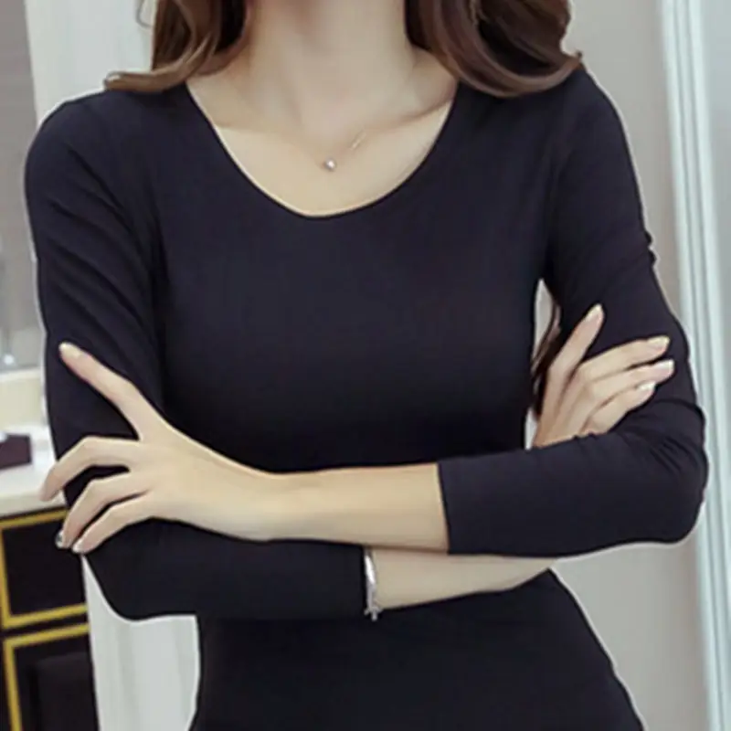 Korean-style V-neck Long-sleeve T-shirt for Girls - Image 5