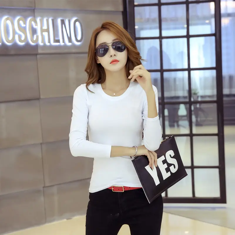 Korean-style V-neck Long-sleeve T-shirt for Girls - Image 4