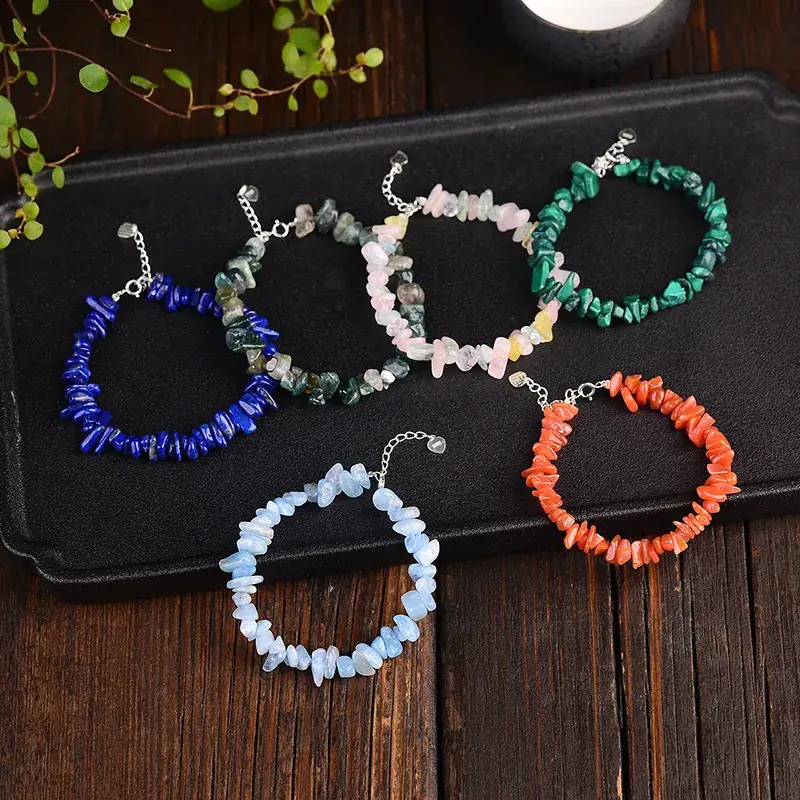 Jingyao Crystal Raw Stone Bracelet S925 Silver Extended Chain - Image 27