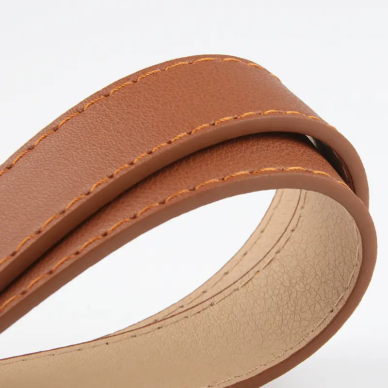 Brown No-Hole Round Buckle Belt for Women - Image 8
