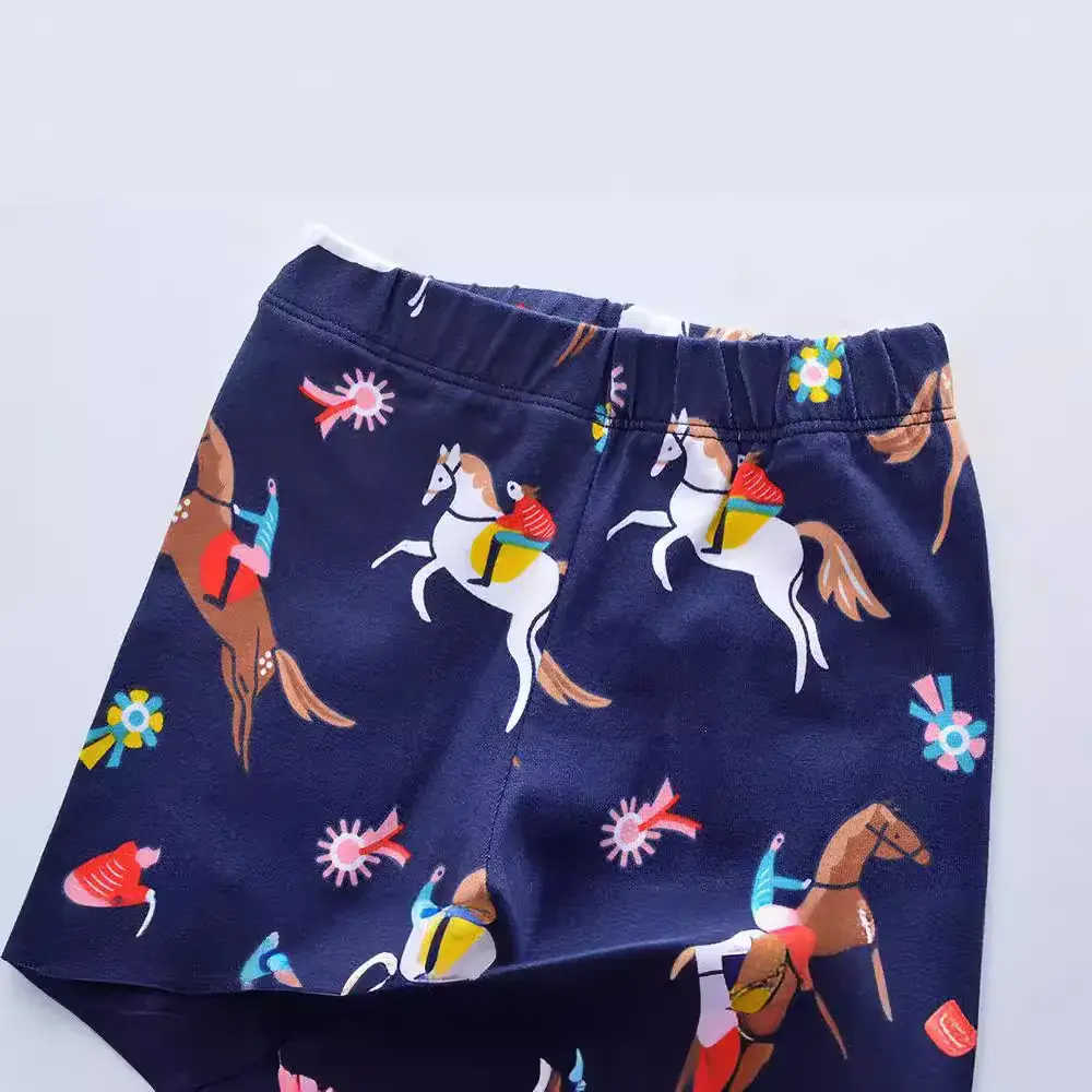 New Girls Korean Style Leggings Blue Horse Print - Image 2