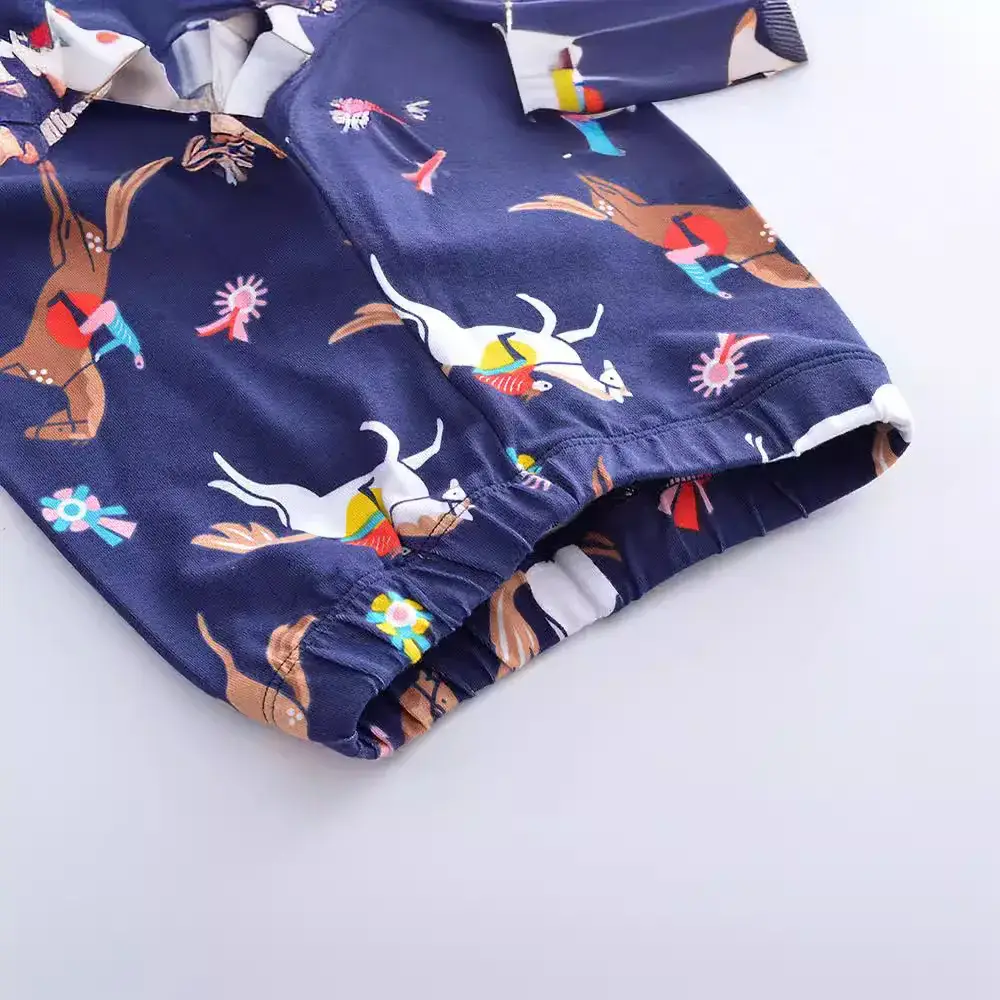 New Girls Korean Style Leggings Blue Horse Print - Image 3