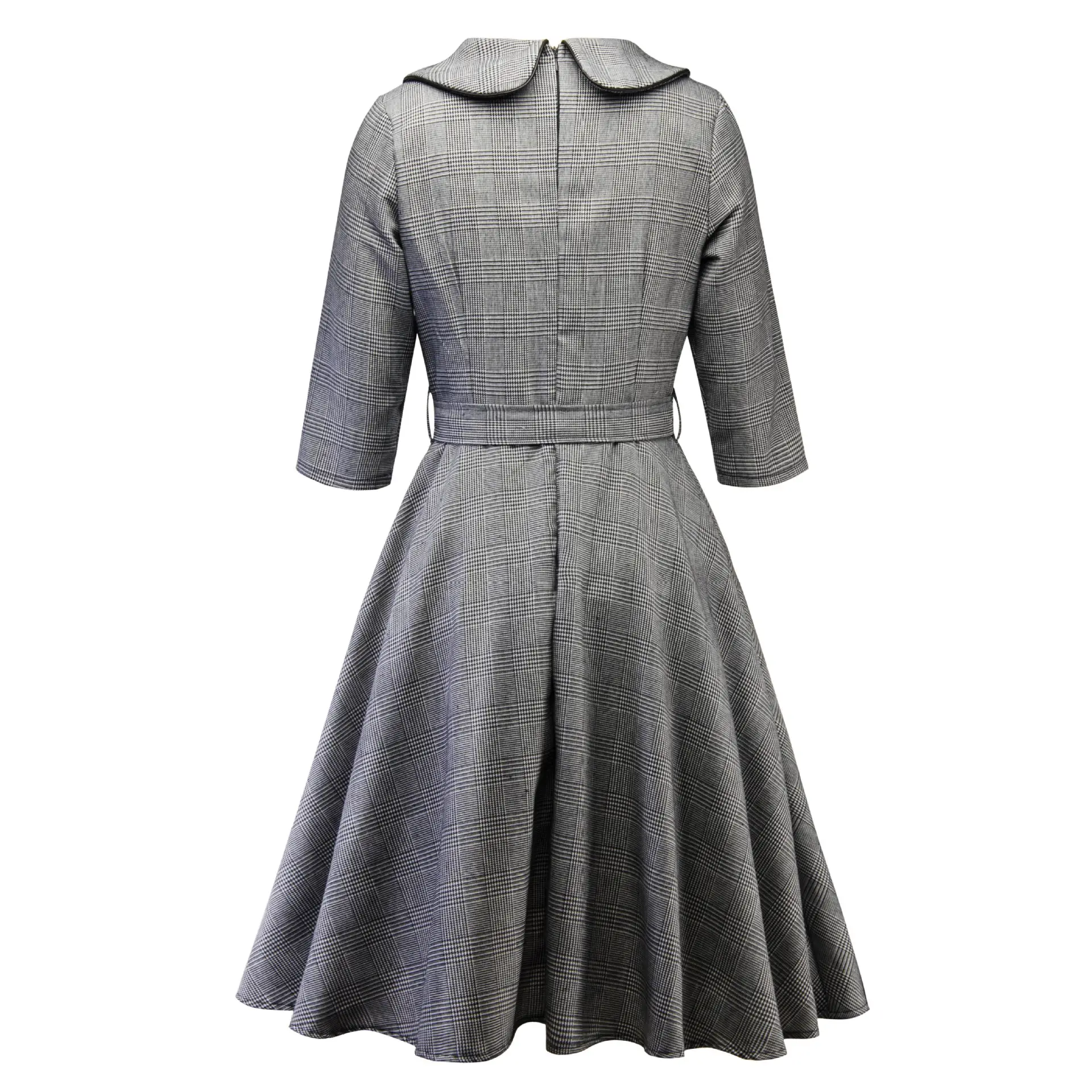 Maroon A-Line Skirt Doll Collar Dress - Image 3