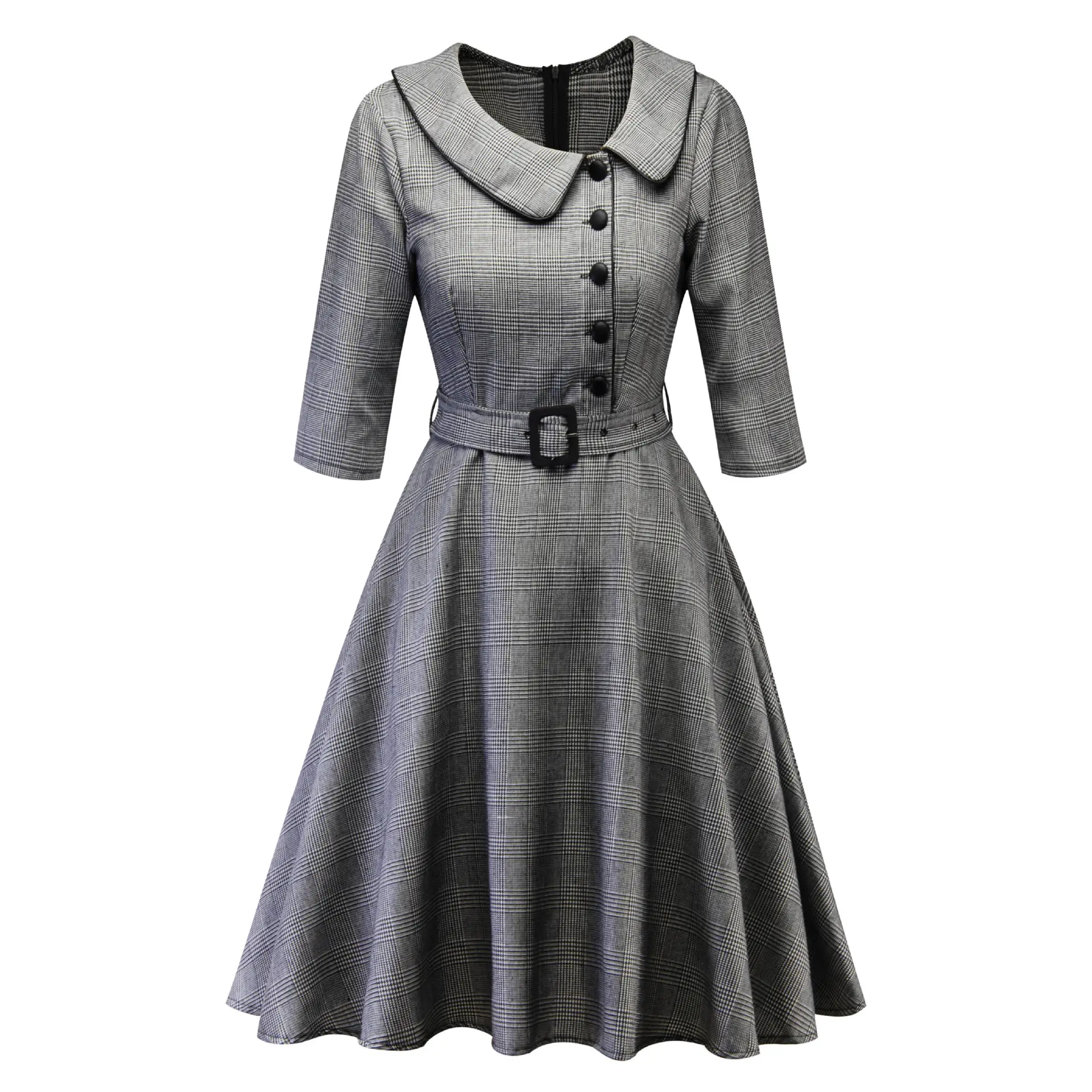 Maroon A-Line Skirt Doll Collar Dress - Image 4
